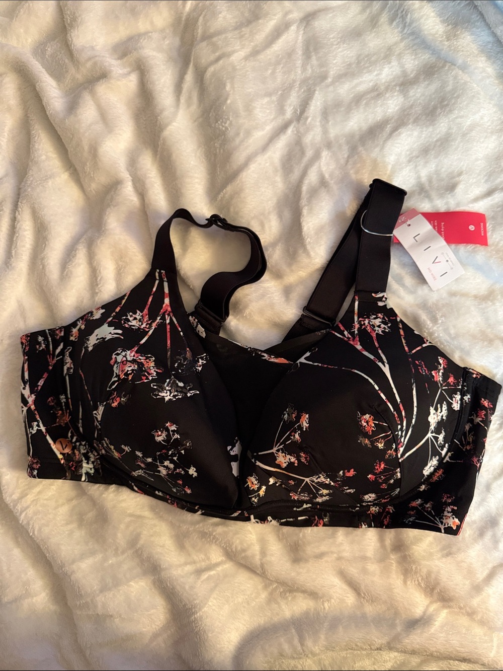 Livi Active Black Floral Wireless Support Bra